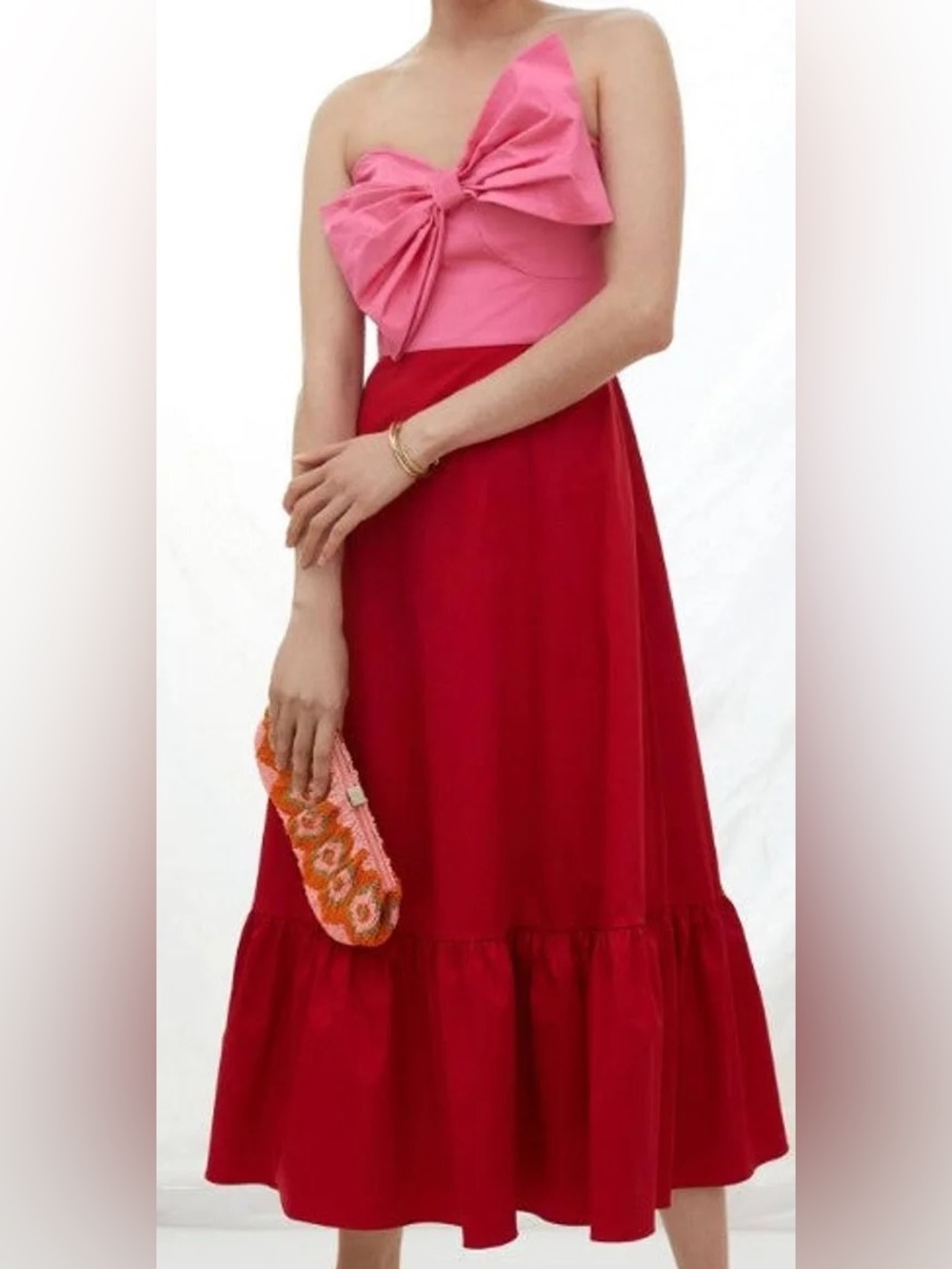 Anthropologie Hutch Red and Pink Bow Dress